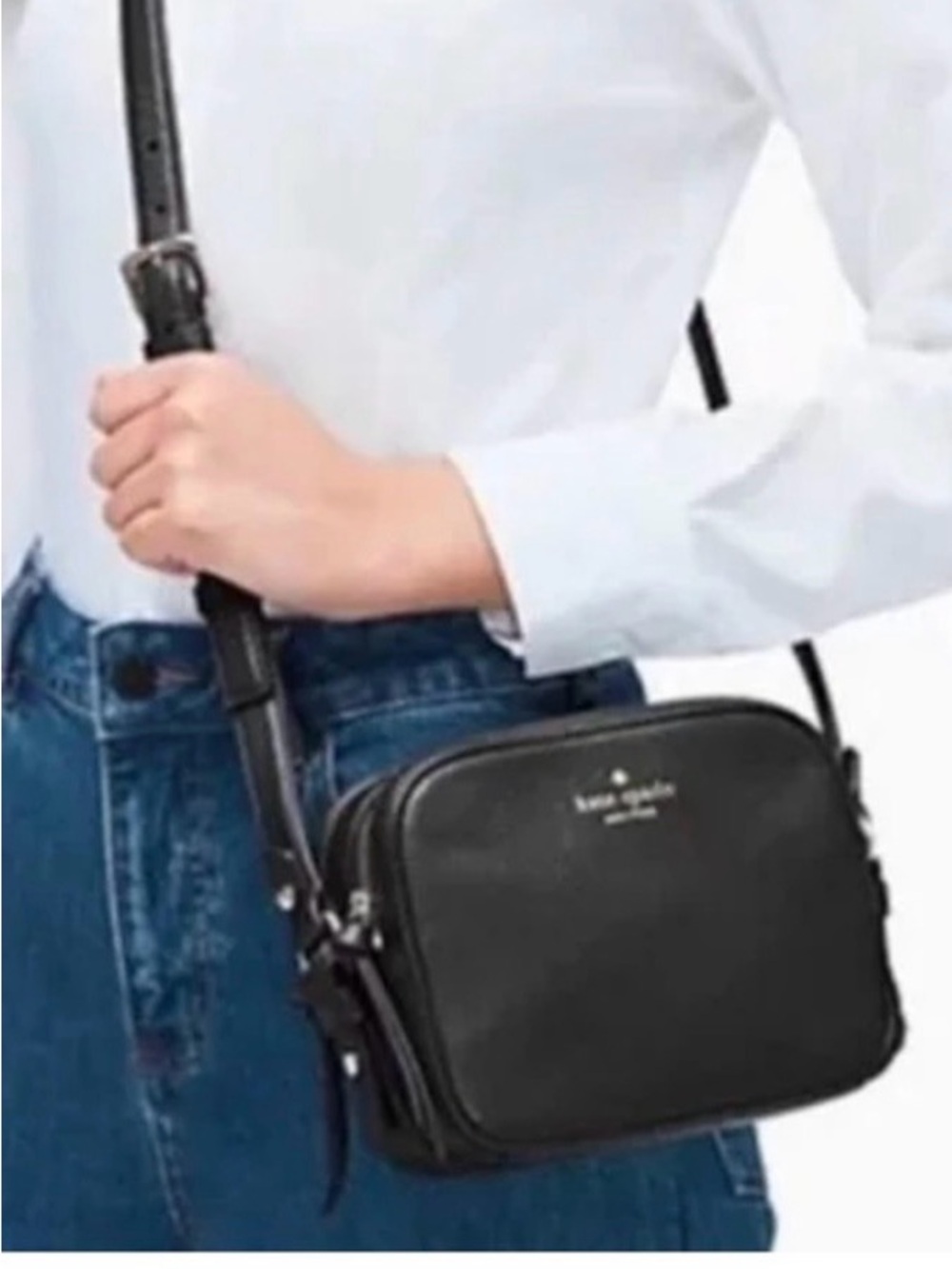 kate spade Black Leather Crossbody Camera Bag